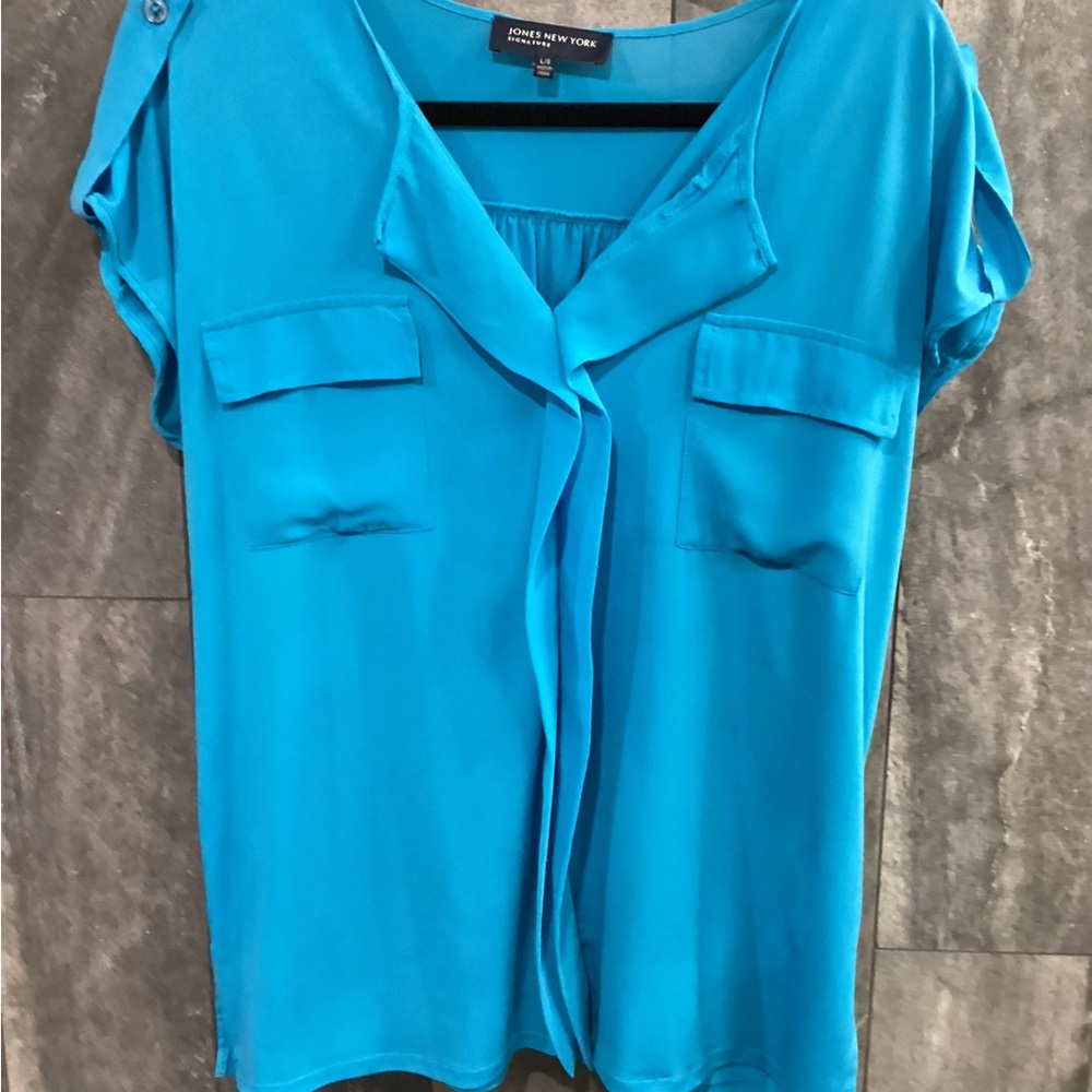 Jones New York turquoise blouse L